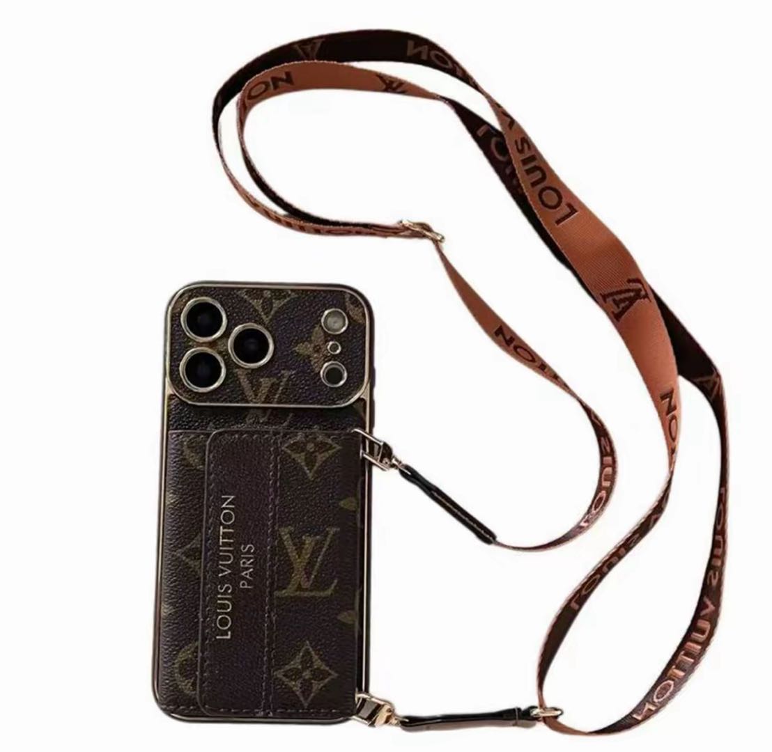 Luxury Stylish iPhone Case with Card Holder & Strap