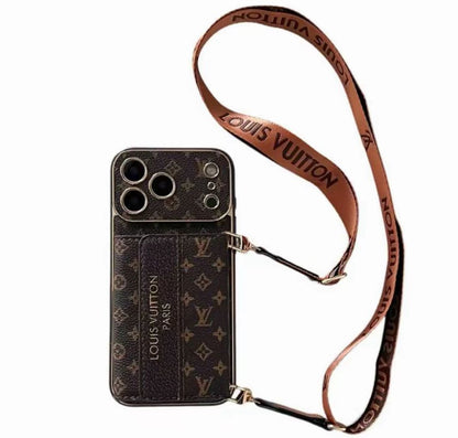 Luxury Stylish iPhone Case with Card Holder & Strap