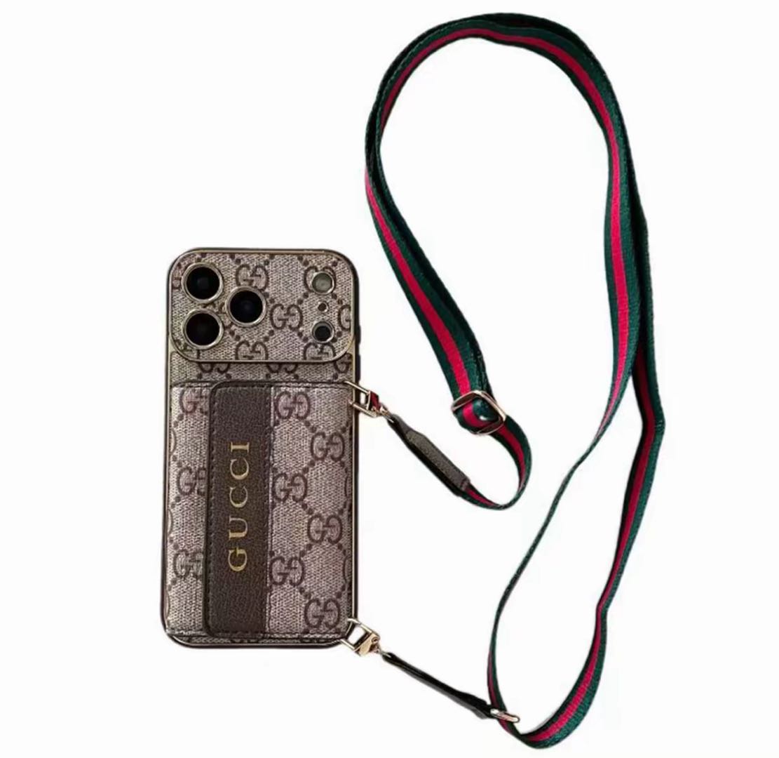Luxury Stylish iPhone Case with Card Holder & Strap